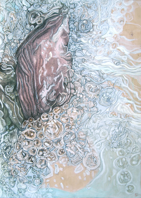 Acryl + Zeichnung auf Holz 43×30 cm . März 2020